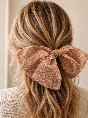 Anthropologie Oversized Bow Barrette Set of 2 Pink Zebra & Neutral Leopard NWT